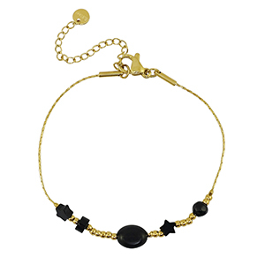 Armb&auml;nder aus Stainless Steel - Rostfreiem Stahl Stern Gold-black