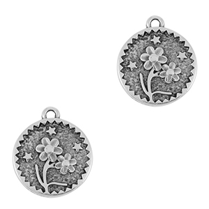 Metall Anh&auml;nger DQ Blume Antik silber (Nickelfrei)