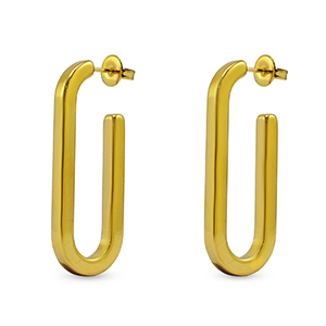 Ohrringe / Ohrstecker aus Stainless Steel - Rostfreiem Stahl Oval Gold