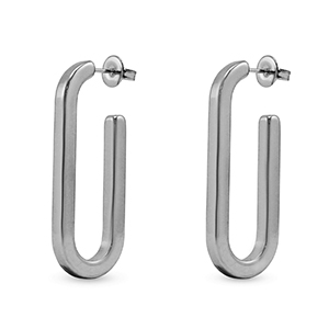 Ohrringe / Ohrstecker aus Stainless Steel - Rostfreiem Stahl Oval Silver