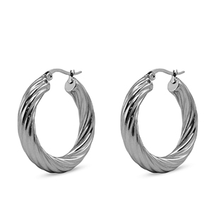Ohrringe aus Stainless Steel - Rostfreiem Stahl Creolen Silver