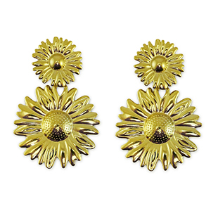 Ohrringe aus Stainless Steel - Rostfreiem Stahl Ohrstecker Blume Gold