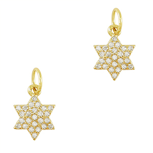 Brass TQ Metall Anh&auml;nger Zirkonia Stern Gold
