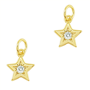 Brass TQ Metall Anh&auml;nger Zirkonia Stern Gold