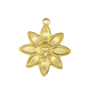 Stainless Steel - Rostfrei Stahl Anh&auml;nger Blume Gold