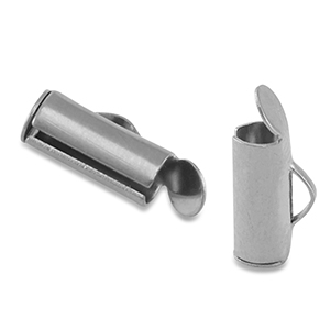Stainless Steel - Rostfreiem Stahl Schmuckzubeh&ouml;r Schieber Endkappen Silver