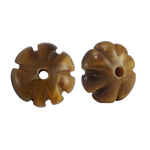 Naturstein Perlen Tigerauge Blume Golden brown