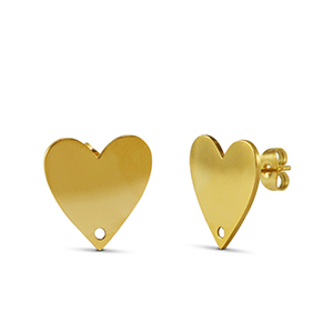 Ohrringe aus Stainless Steel - Rostfreiem Stahl Herz Gold
