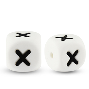 Buchstabenperlen aus Silikon X White-black
