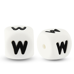 Buchstabenperlen aus Silikon W White-black