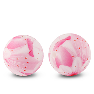 Silikonperlen 15mm runden Blume Pink