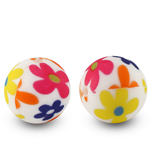 Silikonperlen 15mm runden Blume Multicolor