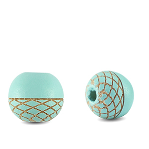 Holzperlen rund 10mm Patrone Turquoise