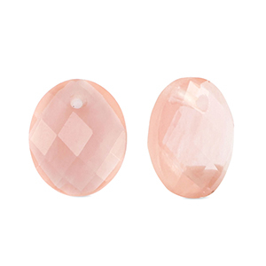 Naturstein Anh&auml;nger Glas Oval Pink