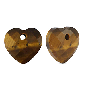 Naturstein Anh&auml;nger Tigerauge Herz Golden brown
