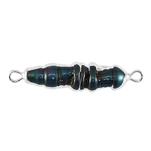 S&uuml;sswasserperlen Zwischenst&uuml;ck Tooth Silver-dark peacock blue