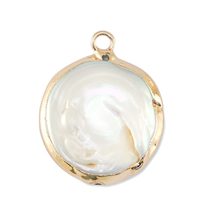 BQ S&uuml;sswasserperlen Anh&auml;nger Round Gold-Natural white