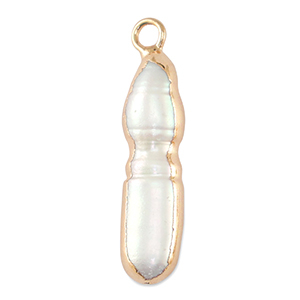 S&uuml;sswasserperlen Anh&auml;nger Tooth Gold-Natural white
