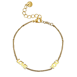 Armb&auml;nder aus Stainless Steel - Rostfreiem Stahl ''LOVE YOU'' Gold