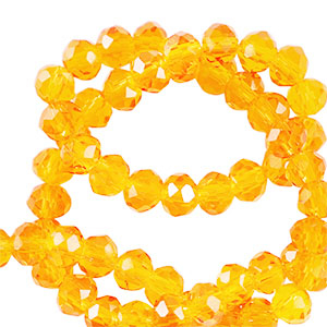 Top Glas Facett Perlen 6x4mm rondellen Vibrant orange