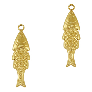 Stainless Steel - Rostfrei Stahl Anh&auml;nger Fisch Gold