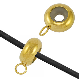 Stainless Steel - Rostfrei Stahl Schmuckzubeh&ouml;r Smart-Stopperperlen mit &Ouml;se Gold