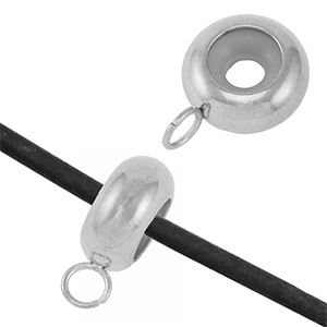 Stainless Steel - Rostfrei Stahl Schmuckzubeh&ouml;r Smart-Stopperperlen mit &Ouml;se Silver