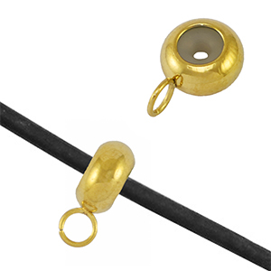 Stainless Steel - Rostfrei Stahl Schmuckzubeh&ouml;r Smart-Stopperperlen mit &Ouml;se Gold