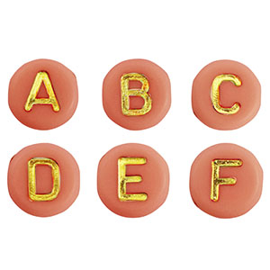 Buchstaben Perlen aus Acryl Mix Peachy orange-gold