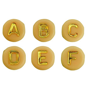 Buchstaben Perlen aus Acryl Mix Ochre yellow-gold