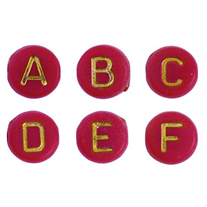 Buchstaben Perlen aus Acryl Mix Red-gold