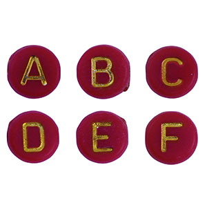 Buchstaben Perlen aus Acryl Mix Dark red-gold