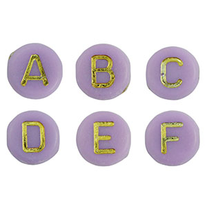 Buchstaben Perlen aus Acryl Mix Purple-gold