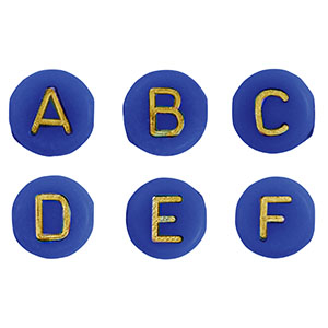 Buchstaben Perlen aus Acryl Mix Cobalt blue-gold