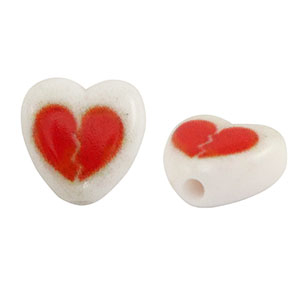 Buchstaben Perlen aus Acryl Herz White-red