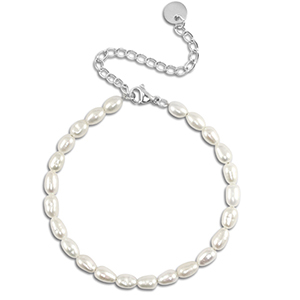 Armb&auml;nder aus Stainless Steel - Rostfreiem Stahl Perlen Silver
