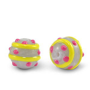 Acryl perlen Punkte Grey yellow-pink