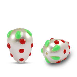 Acryl perlen Erdbeere Pearl-red green