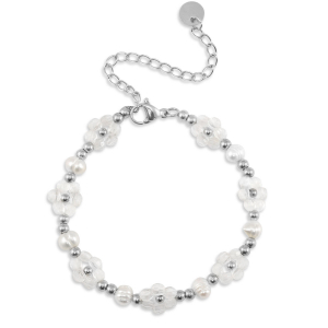 Armb&auml;nder aus Stainless Steel - Rostfreiem Stahl Perlen Silver