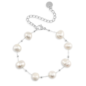 Armb&auml;nder aus Stainless Steel - Rostfreiem Stahl Perlen Silver