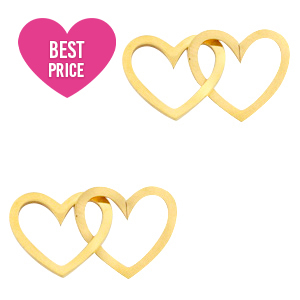 Stainless Steel - Rostfrei Stahl Anh&auml;nger/Zwischenst&uuml;ck double Herz Gold
