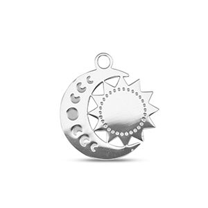 Stainless Steel - Rostfrei Stahl Anh&auml;nger Mond und Sonne Silver
