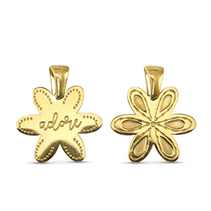 Stainless Steel - Rostfrei Stahl Anh&auml;nger Blume Gold