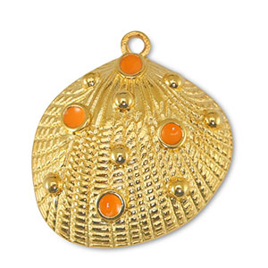 Metall Anh&auml;nger DQ Muschel Orange-Gold (Nickelfrei)