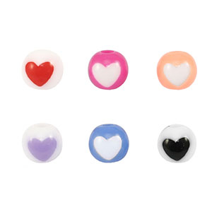 Acryl Perlen Runden Herz Multicolor