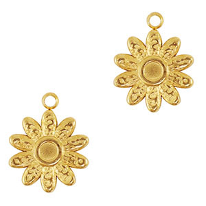 Stainless Steel - Rostfrei Stahl Anh&auml;nger Sonnenblume Gold