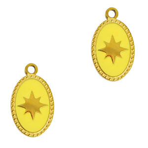 Stainless Steel - Rostfrei Stahl Anh&auml;nger Oval Sonne Gold-yellow