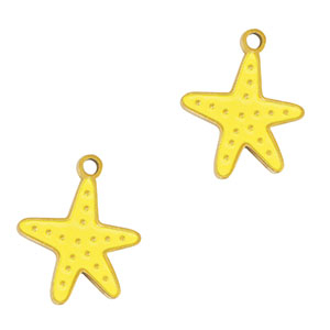 Stainless Steel - Rostfrei Stahl Anh&auml;nger Seestern Gold-yellow