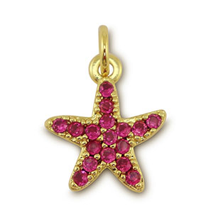 Brass TQ Metall Anh&auml;nger Seestern Gold-magenta