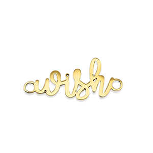 Stainless Steel - Rostfrei Stahl Anh&auml;nger Zwischenst&uuml;ck ''wish'' Gold